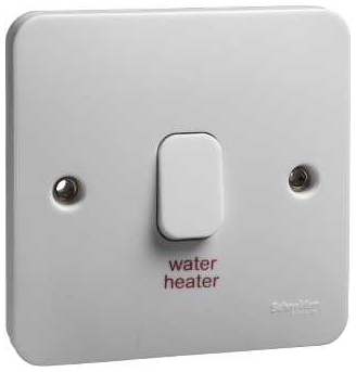 Schneider GGBL2014WH Lisse 1-Gang 2 Pole 20AX Water Heater Control Switch with Flex Outlet and LED Indicator White