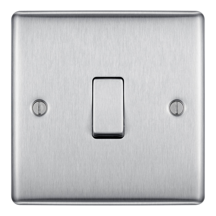 Newlec NLRE8910INTBS Switch Plate Intermediate Decorative Raised Edge 1 Gang 10A Brushed Steel