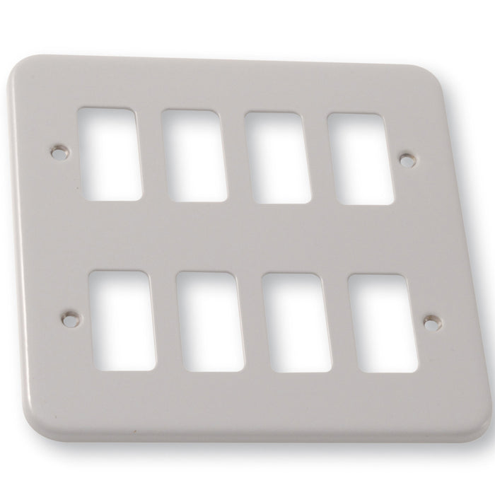 Newlec NLGP008 Gridswitch Cover Plate 2 Gang 8 Module Metalclad