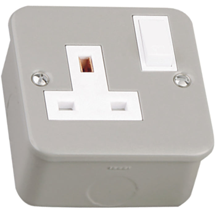 Newlec NL8400/1 Socket Outlet Switched Single Pole 1 Gang 13A Metalclad with Backbox