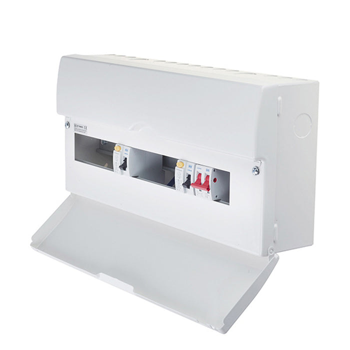 Luceco CFD8616 Consumer Unit Dual RCD 16 Way Unpopulated White Steel