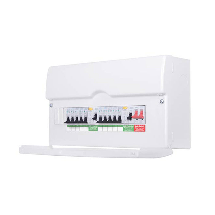 Luceco CFDP18613 Consumer Unit Dual RCD 13 Way Populated 10 x MCB White Steel