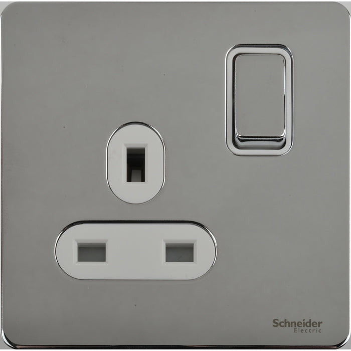 Schneider GU3410WPC Ultimate Screwless Flat Plate Switched Socket 1 Gang Chrome