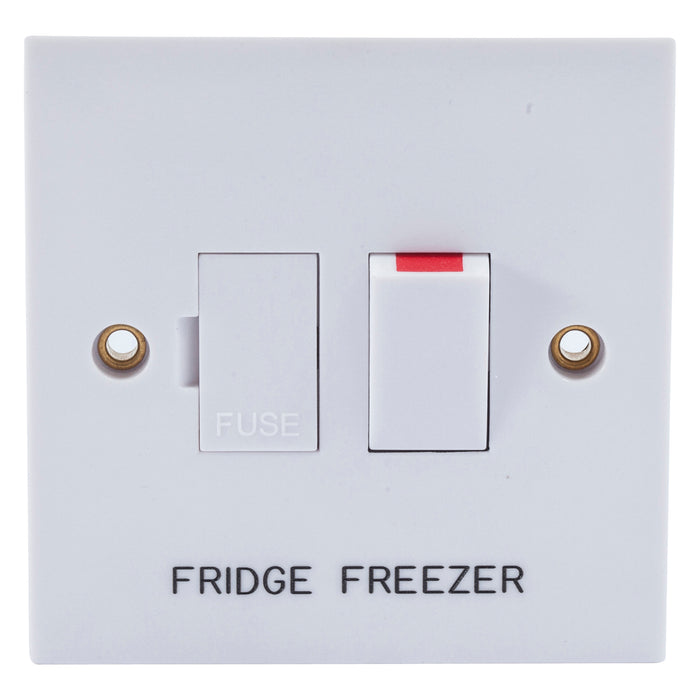 Newlec NL8313S/FF Connection Unit Fused Switched Engraved 'Fridge Freezer' Square Edge 13A White