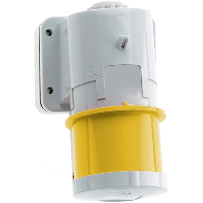 CEENorm 24335 Appliance Inlet Surface 2P+E IP44 32A 110V Yellow Hinged Lid