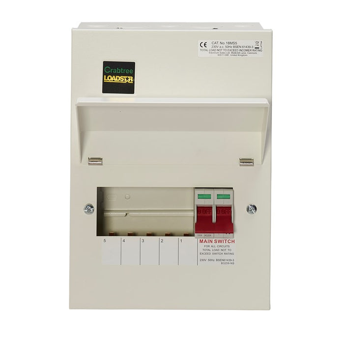 Crabtree 18MS5 5 Way Consumer Unit Main Switch 100A, Flexible Configuration