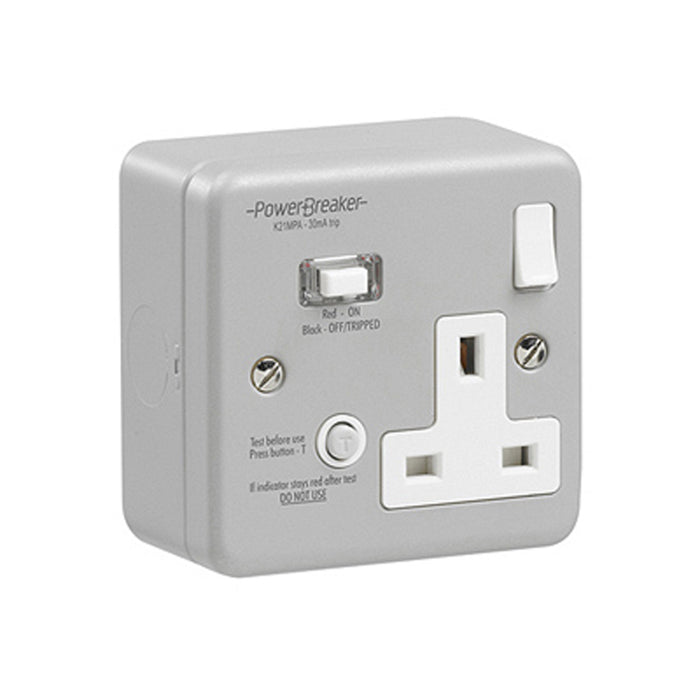 Greenbrook K21MPA-C Socket RCD Switched Passive Double Pole 1 Gang 13A 30mA Metalclad