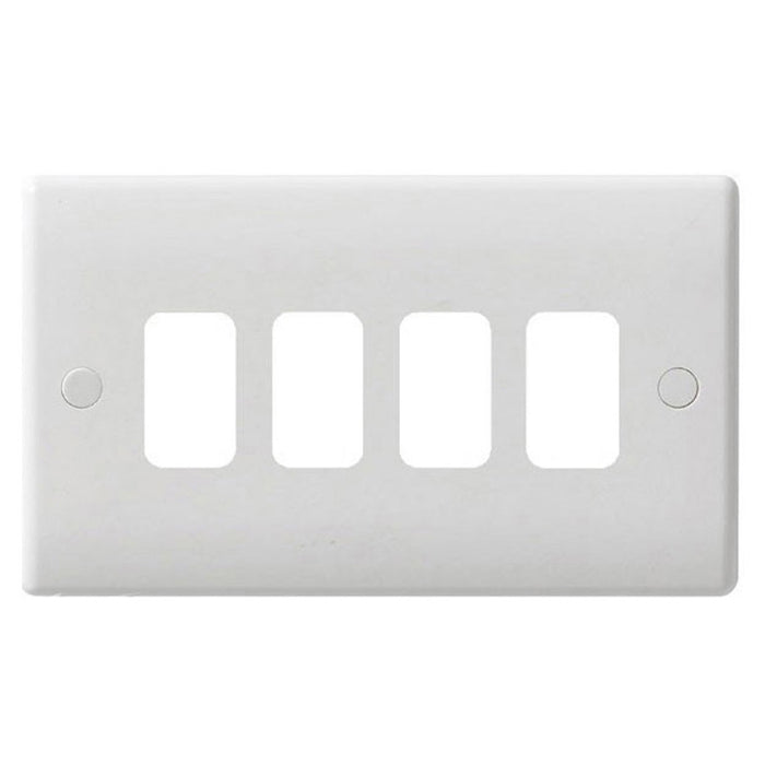 Schneider GUG04G Ultimate Slimline 4 Gang Plastic Front Plate White