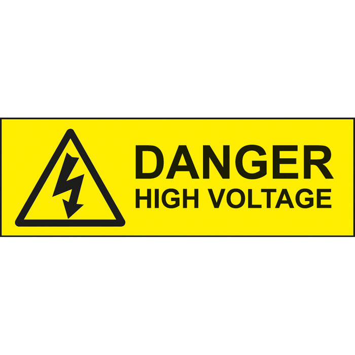 Easyfix NL4211SA Warning Label 'DANGER HIGH VOLTAGE' Self Adhesive 75 x 25mm Vinyl  - 10 Pack