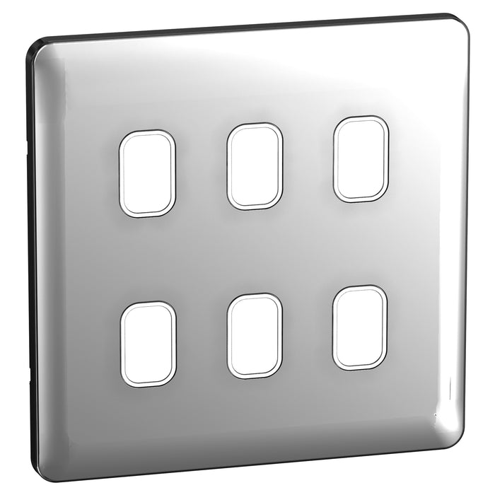 Schneider GGBL06GWPC Lisse 6 Module Grid Plate including Mounting Grid Polished Chrome/ White