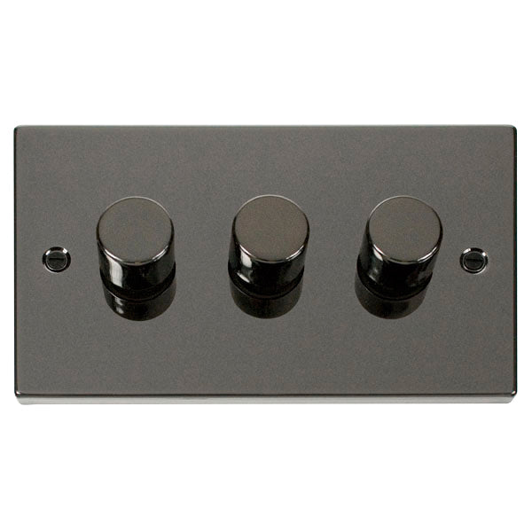 Click Scolmore VPBN153 Dimmer Switch 3 Gang 2 Way 3 x 400W Black Nickel Black&White Gasket Victorian