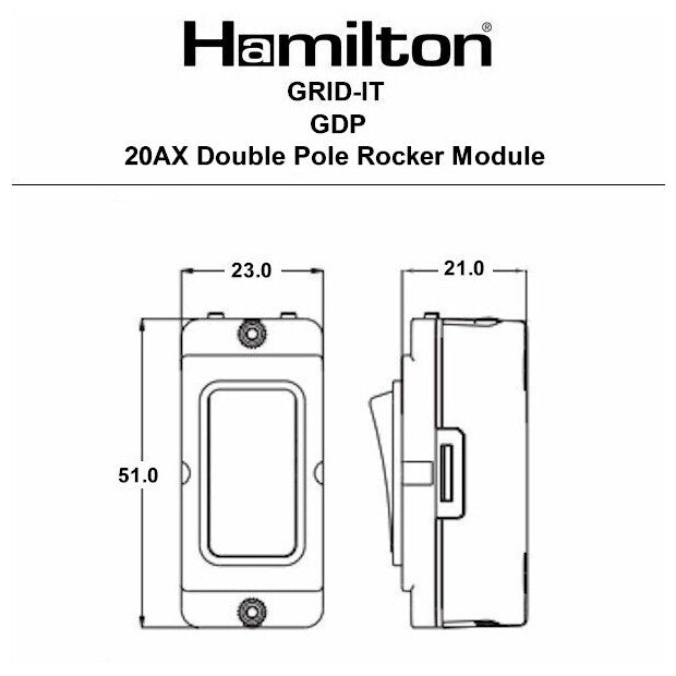Hamilton IDPDRBL-B  Rocker Insert Grid 1 Gang DP 20A Black/Black Printed Warming Drawer