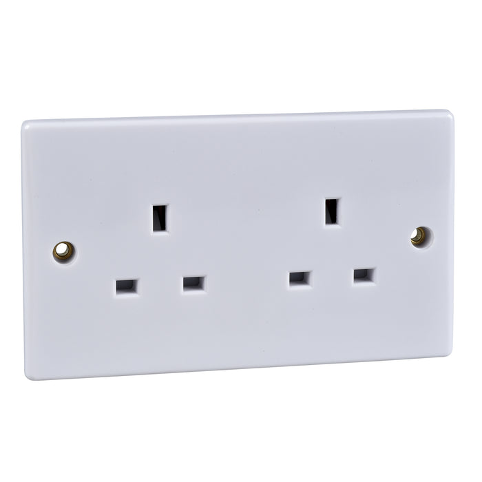 Schneider GU3060 Ultimate Slimline Unswitched Socket 2 Gang White