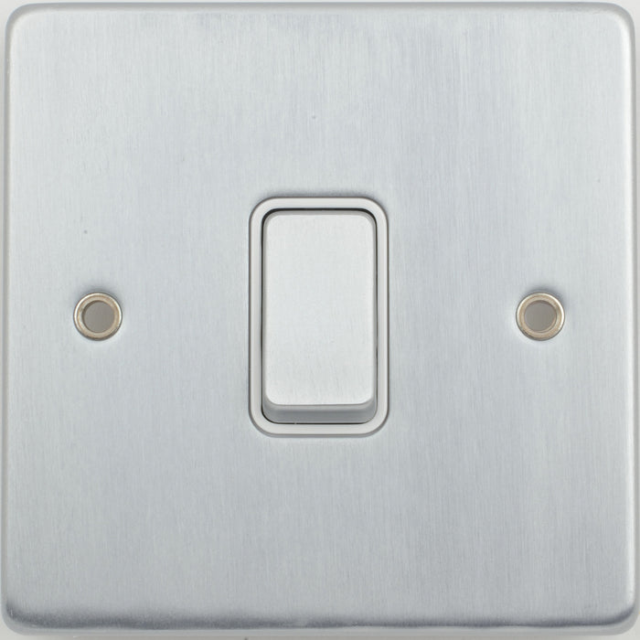 Schneider GU1512WBC Ultimate Low Profile Plate Switch 1-Gang 2-Way 16A 230VAC White Insert Brushed Chrome