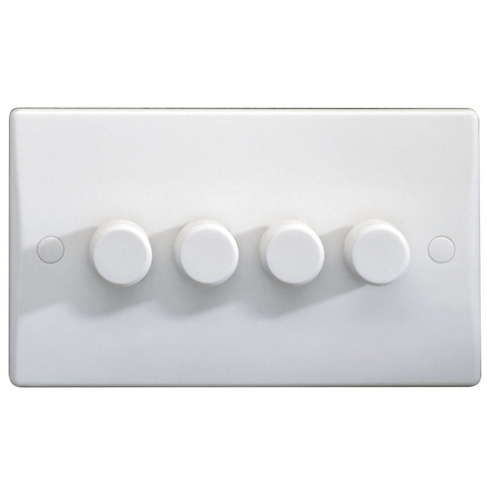 Schneider GU6042C Ultimate Slimline Dimmer Switch 4 Gang 2 Way Main and LV 250W White