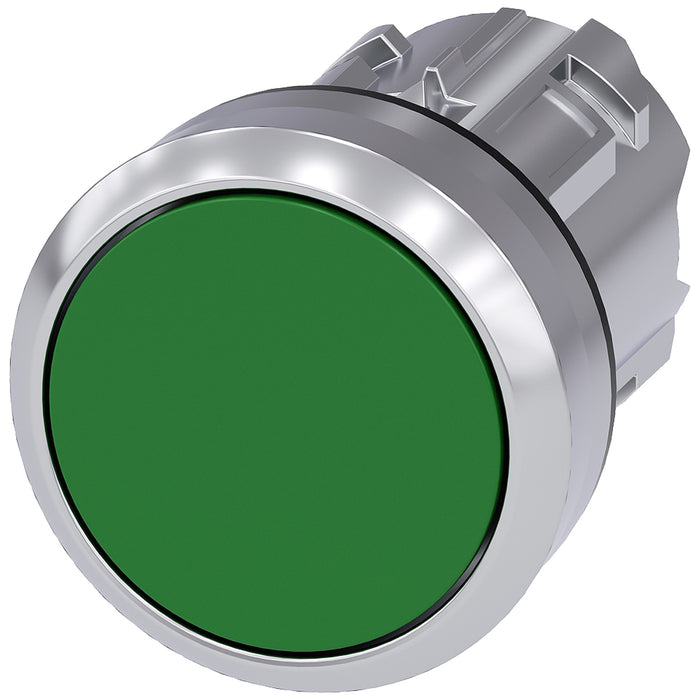 Siemens 3SU1050-0AB40-0AA0 Push Button 22mm Round Metal Shiny Green