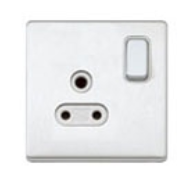 MK Electric K24382BSSB Socket 1 Gang Shuttered Switched DP 5A Brushed Stainless Steel / Black Insert