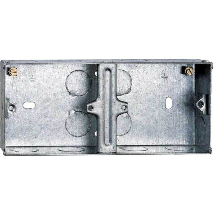 Deta DB166 Switch & Socket Box Dual 35mm Box 2 X 1 Gang Back Flush Metal