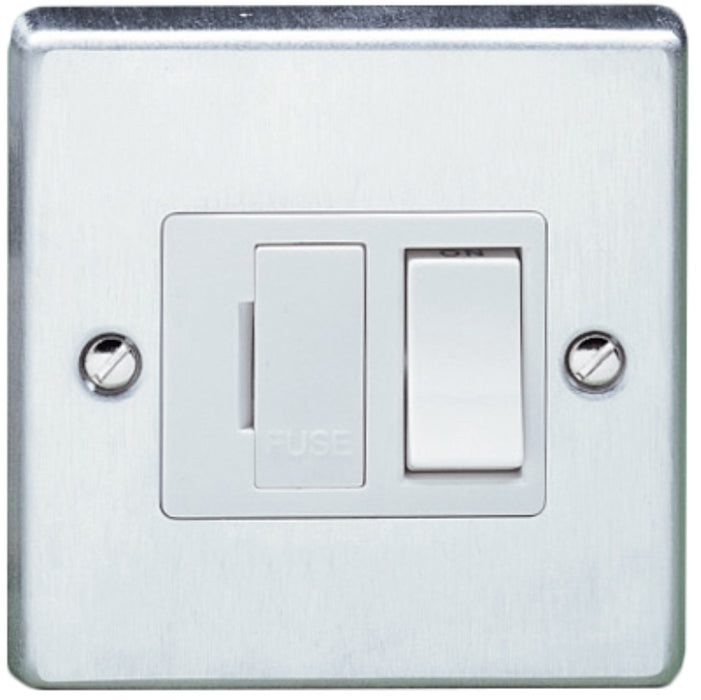 Crabtree 4832/SC Connection Unit 13A Double Pole Switched Fused Satin Chrome / White Insert Flush