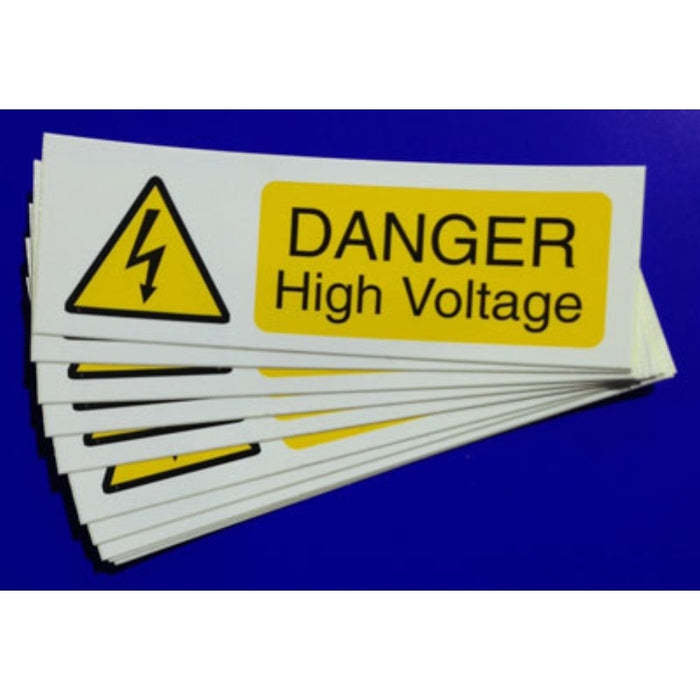 Industrial Signs IS3610SA Danger High Voltage Label 75 x 25mm  - 10 Pack