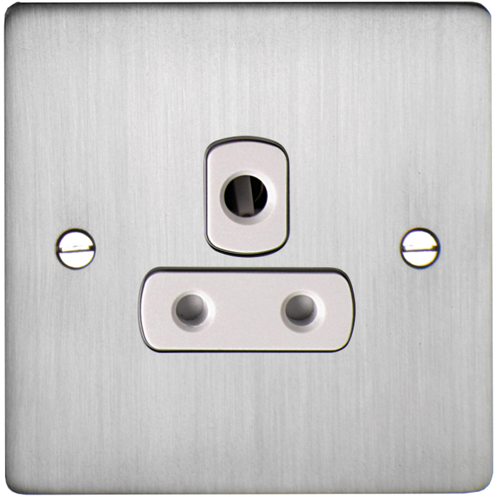 Deta 8138SCW Unswitched Socket 1 Gang 5A Satin Chrome/ White Insert