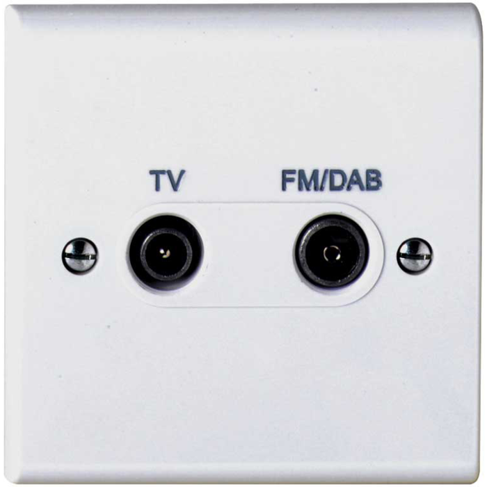 Deta S1265 Socket Diplexer TV+FM/DAB Coaxial White Moulded