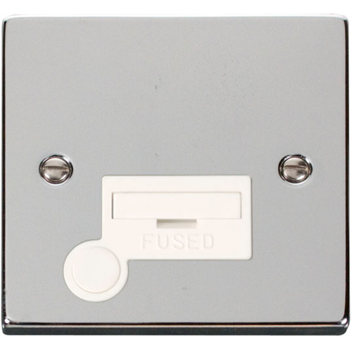 Click Scolmore VPCH050WH Connection Unit Flex Outlet 13A Polished Chrome White Insert Victorian