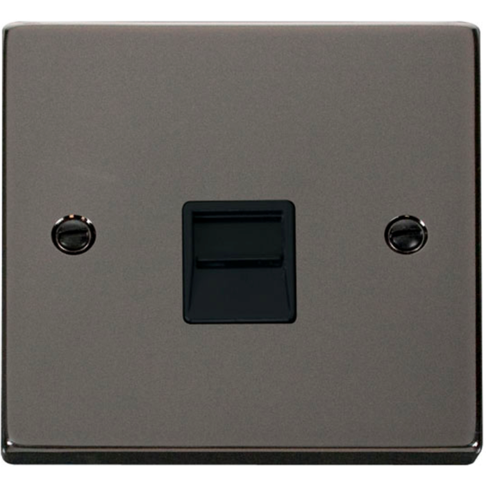 Click Scolmore VPBN120BK Victorian Black Nickel Black Insert Single Telephone Outlet (Master)