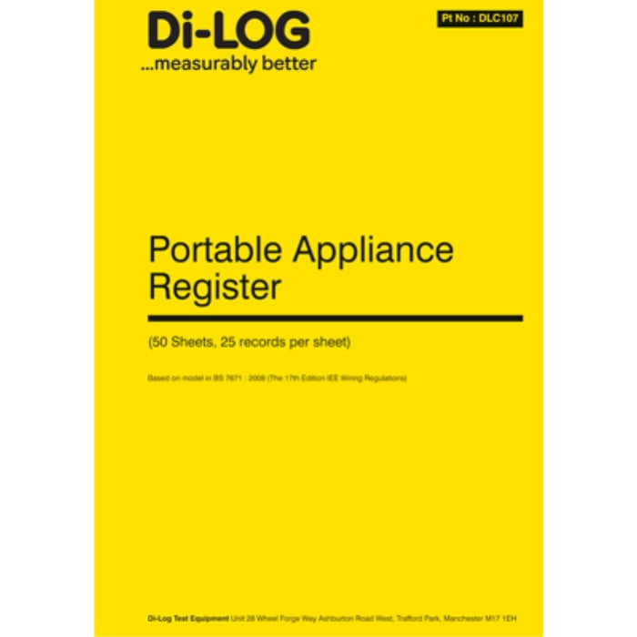 Di-Log DLC107 Register For Portable Appliance Testing