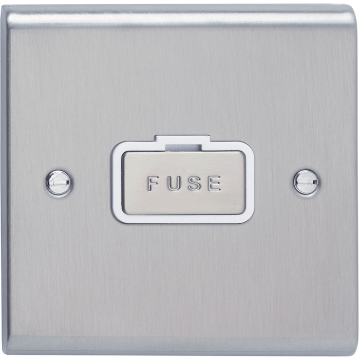 Deta SD1360SCW Connection Unit Unswitched Fused 13A Satin Chrome/ White Insert