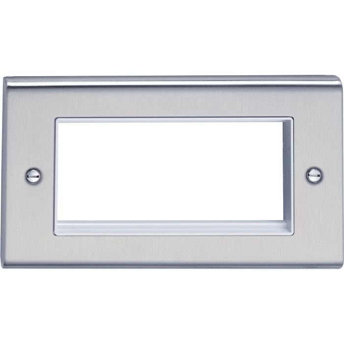 Deta SD1424SCW 4 Module Data Plate Satin Chrome White Insert