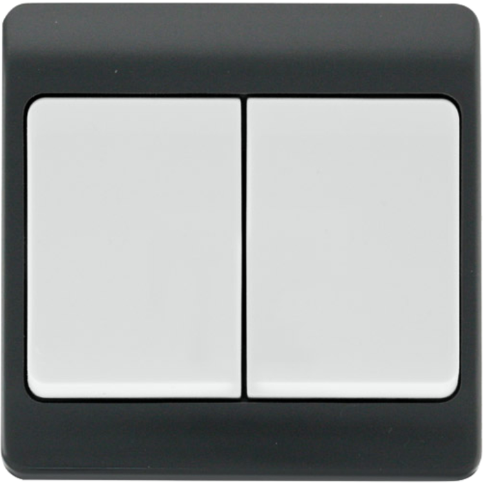 Click Scolmore CMA812AG Switch 2 Gang 2 Way Wide Rocker 10AX Anthracite Grey