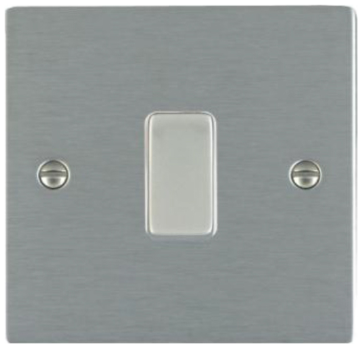 Hamilton 84R31SS-W Rocker Switch 1 Gang Intermediate 10A 86 x 86mm Satin Steel/Satin Steel White Insert