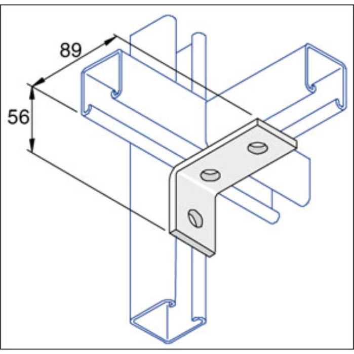 Unistrut P1458 Bracket 90° 3 Hole 89 x 56mm Steel Hot Dipped Galvanised