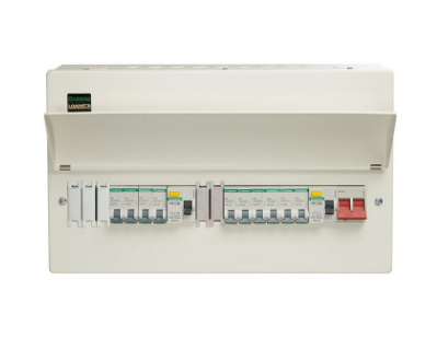 Crabtree LSDR15BUB10 15 Way Dual RCD Consumer Unit 100A Main Switch, 63A 30mA RCDs, Flexible Configuration with 10 MCBs