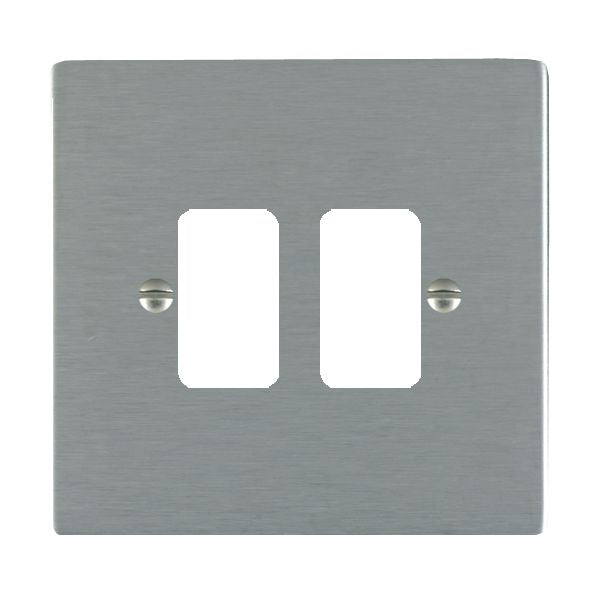 Hamilton 842GP Frontplate Single 2 Grid Aperture 86 X 86mm Satin Steel Lacquered