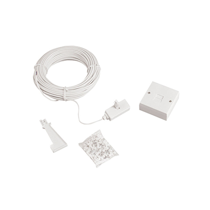 Newlec NL6204N Telephone Extension Kit. White 20m cable Socket Adaptor & Accessories