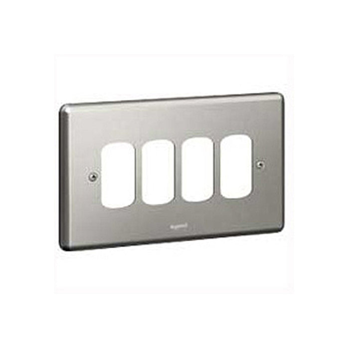 Legrand 733194 Synergy Grid Plate Front Plate 35mm Brushed Stainless Steel