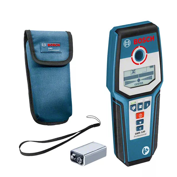 Bosch 601081000 GMS 120 Detector with 1 x 9 V block battery, hand strap