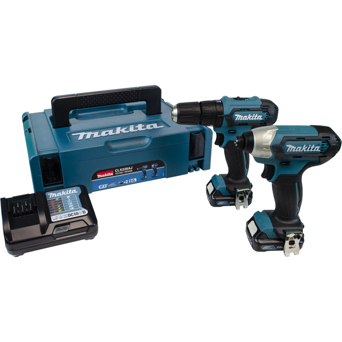 Makita CLX228AJ 12V Max Impact Driver Combi Drill Kit 2X2.0Ah Batteries