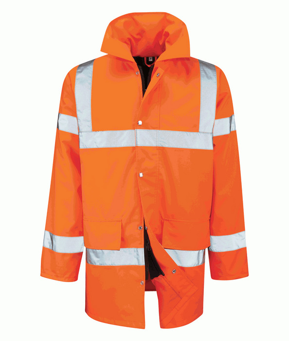 Orbit TRISTAN 300D Waterproof Fabric Hi Vis EN471 Orange 3/4 Length Jacket 5XL
