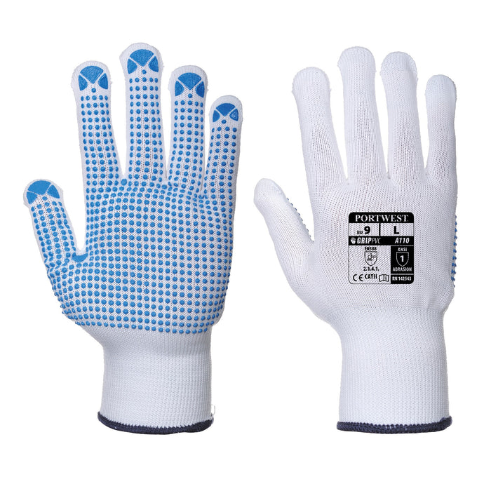 Portwest A110WBRM Polka Dot Nylon Glove Blue/White Size 8