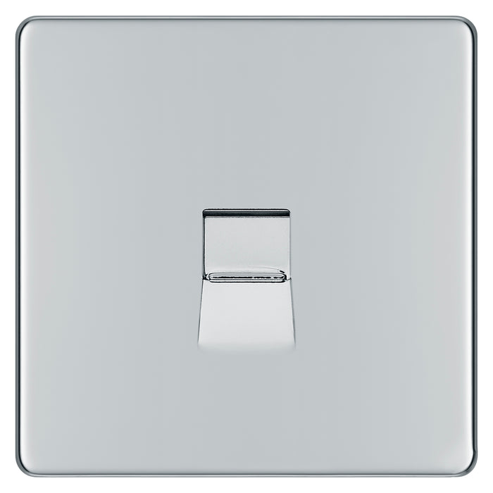 Newlec NLFP8975/SECPC Telephone Secondary Socket Decorative Flatplate 1 Gang Polished Chrome