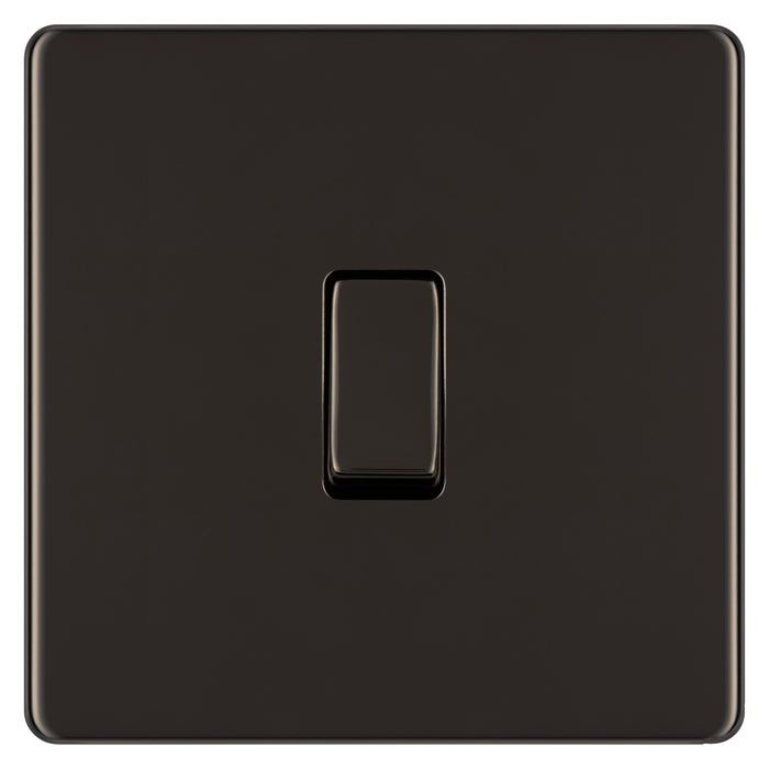 Newlec NLFP8910INTBN Switch Plate Intermediate Decorative Flatplate Screwless 1 Gang 10A Black Nickel