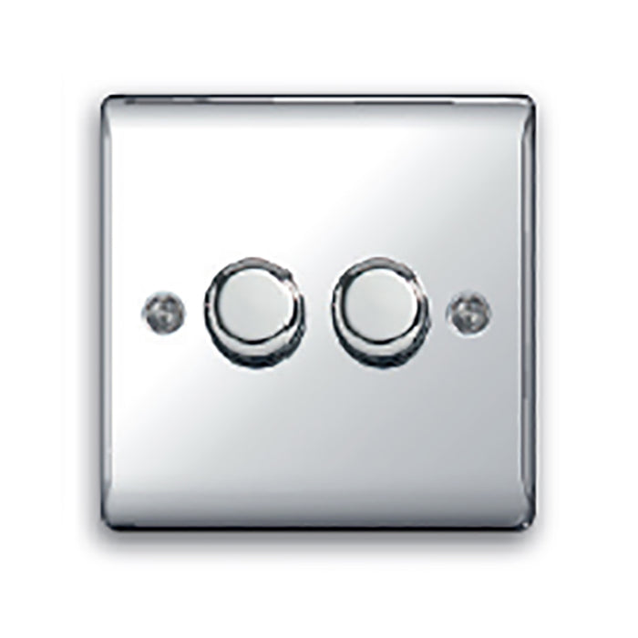 Newlec NLRE8905/22PC Switch Push Dimmer LED Decorative Raised Edge 3 Gang 2 Way 400W/100W Polished Chrome