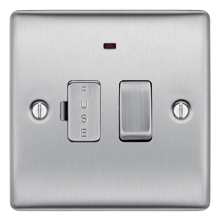 Newlec NLRE8913/SNBS Connection Unit Switched Decorative Raised Edge 13A Brushed Steel with LED