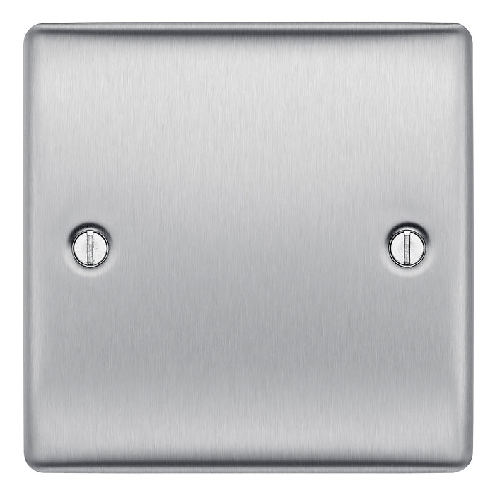 Newlec NLRE8980/1BS Blank Plate 1 Gang Decorative Raised Edge Brushed Steel