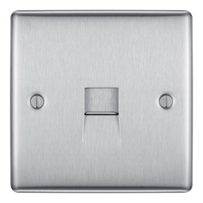 Newlec NLRE8975/SECBS Telephone Secondary Socket Decorative Raised Edge 1 Gang Brushed Steel