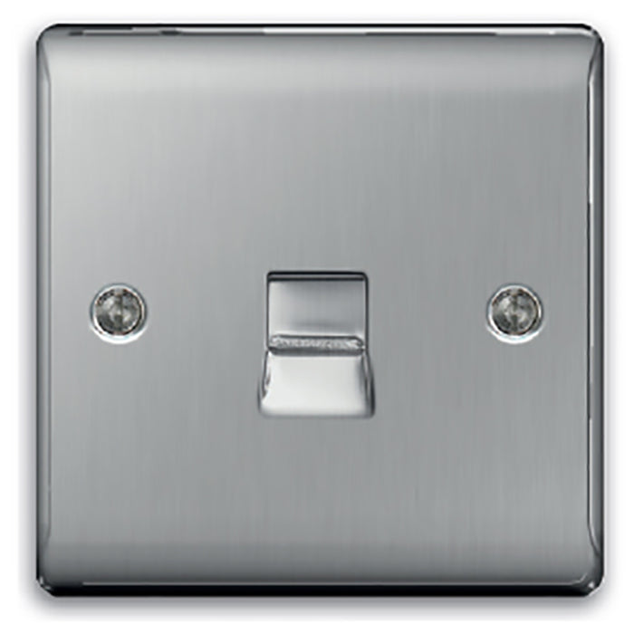 Newlec NLRE8975/MASBS Telephone Master Socket Decorative Raised Edge 1 Gang Brushed Steel