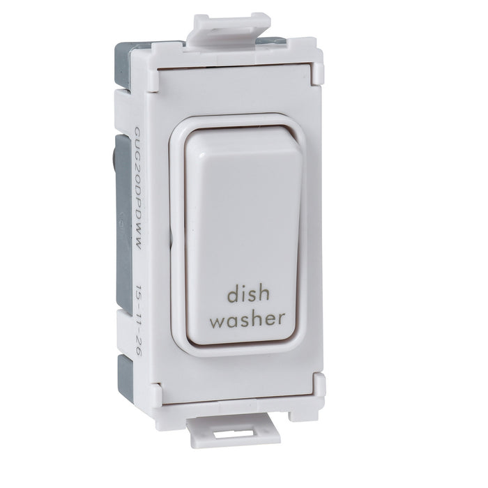 Schneider GUG20DPDWW Ultimate Slimline 1-Gang 2-Pole Dishwasher Switch Module 20A White